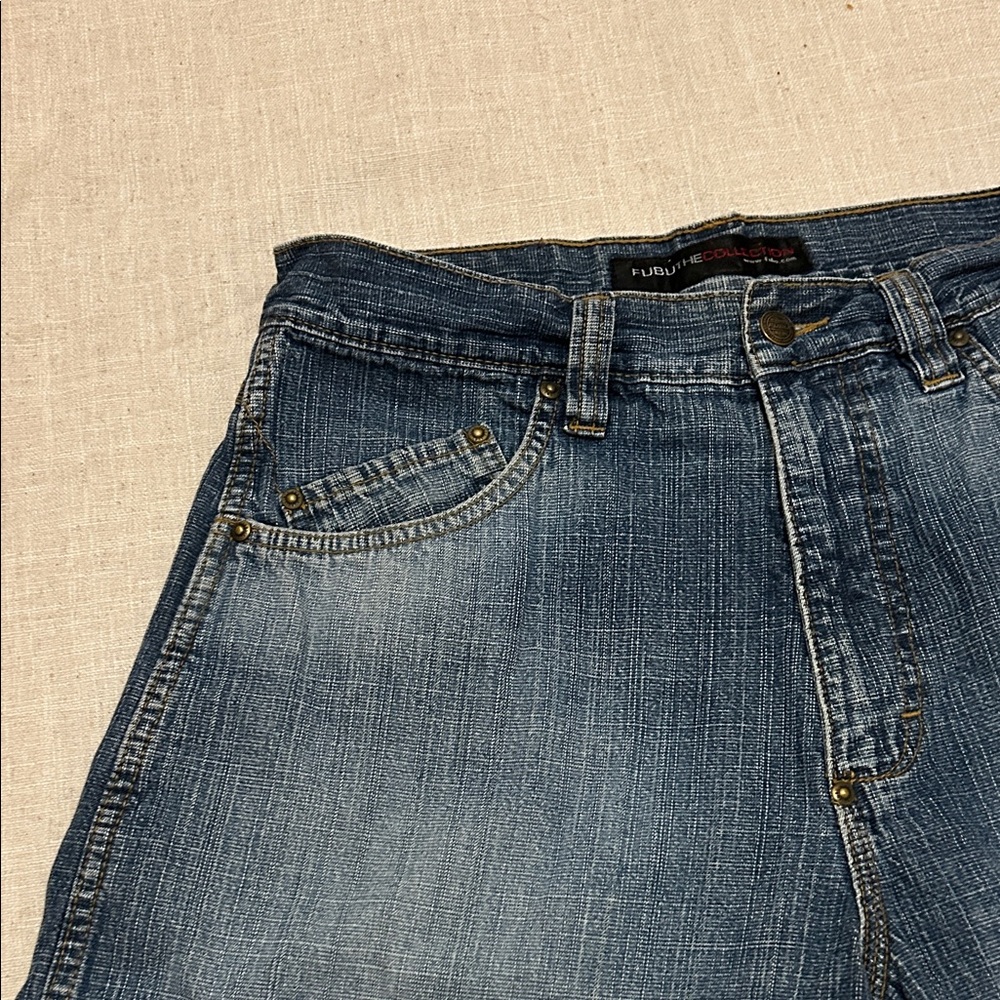 FUBU The Collection Shorts Men's 32 Blue Jeans Y2K Retro Distressed - Picture 8 of 15